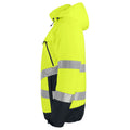 Yellow-Black - Side - Projob Mens Functional Reflective Tape Padded Jacket