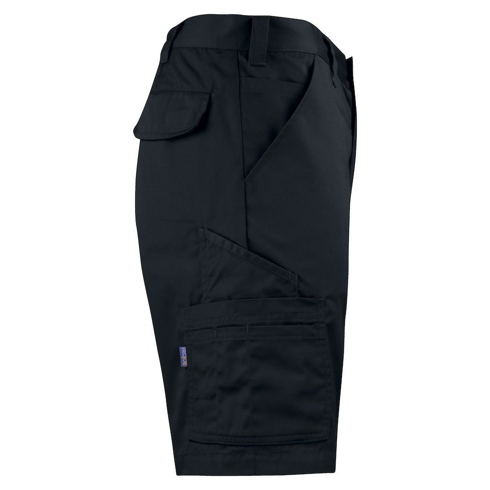Black - Side - Projob Mens Plain Cargo Shorts