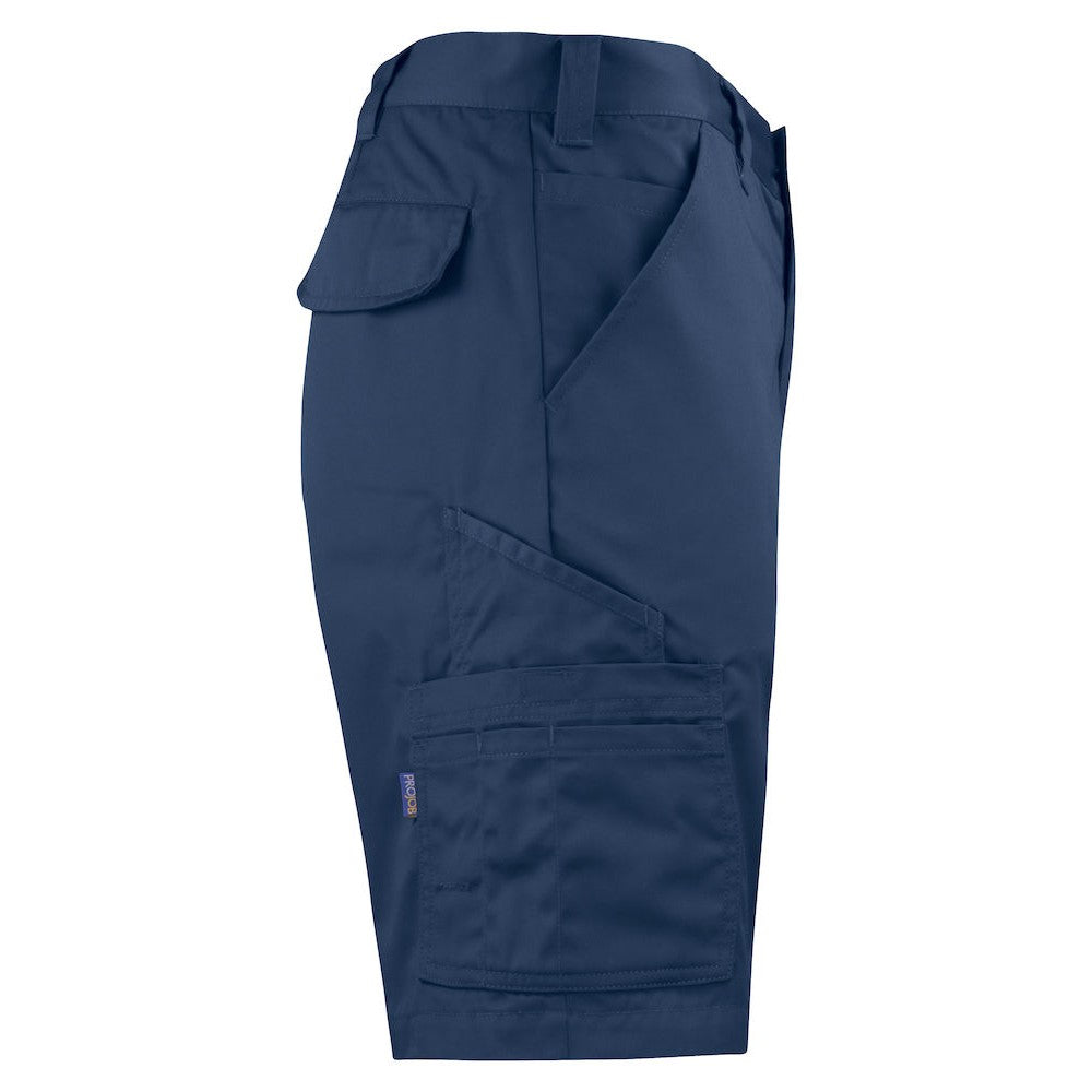 Navy - Side - Projob Mens Plain Cargo Shorts