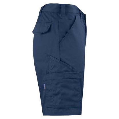 Navy - Side - Projob Mens Plain Cargo Shorts