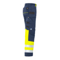 Yellow-Navy - Side - Projob Mens High-Vis Cargo Trousers