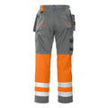 Orange-Grey - Back - Projob Mens High-Vis Cargo Trousers