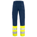 Yellow-Navy - Back - Projob Mens High-Vis Cargo Trousers