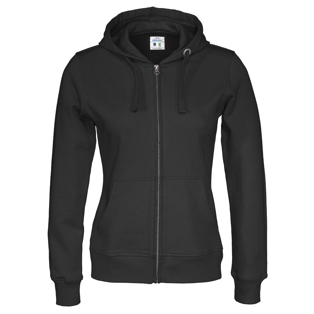 Black - Front - Cottover Womens-Ladies Full Zip Hoodie
