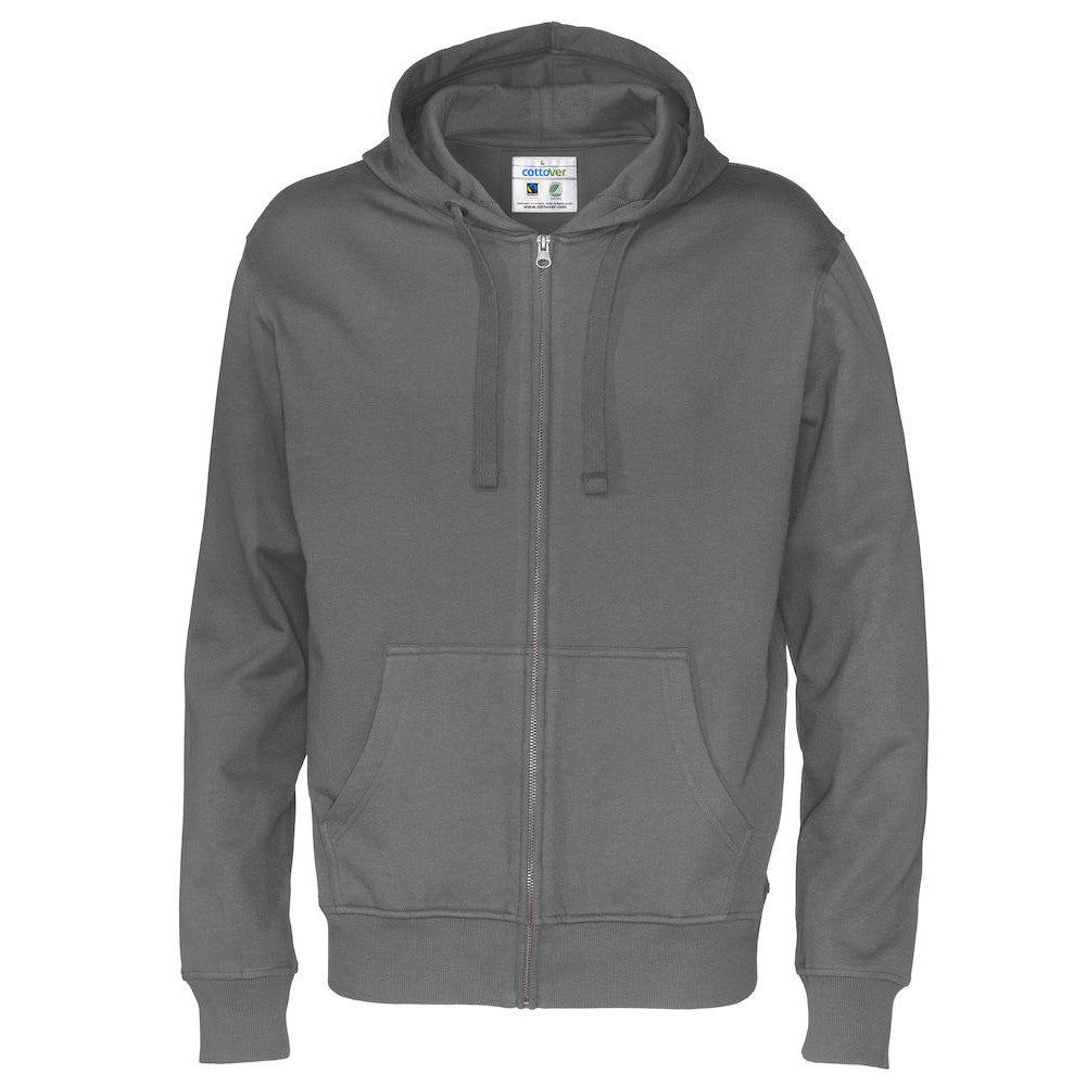 Charcoal - Front - Cottover Mens Full Zip Hoodie