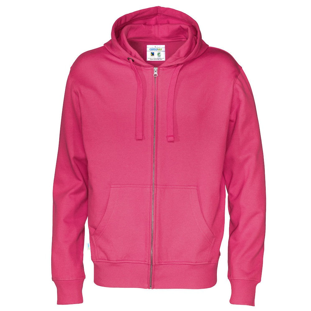 Dark Cerise - Front - Cottover Mens Full Zip Hoodie