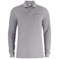 Grey - Front - Clique Unisex Adult Basic Melange Long-Sleeved Polo Shirt