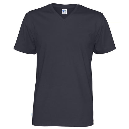 Navy - Front - Cottover Mens Plain V Neck T-Shirt