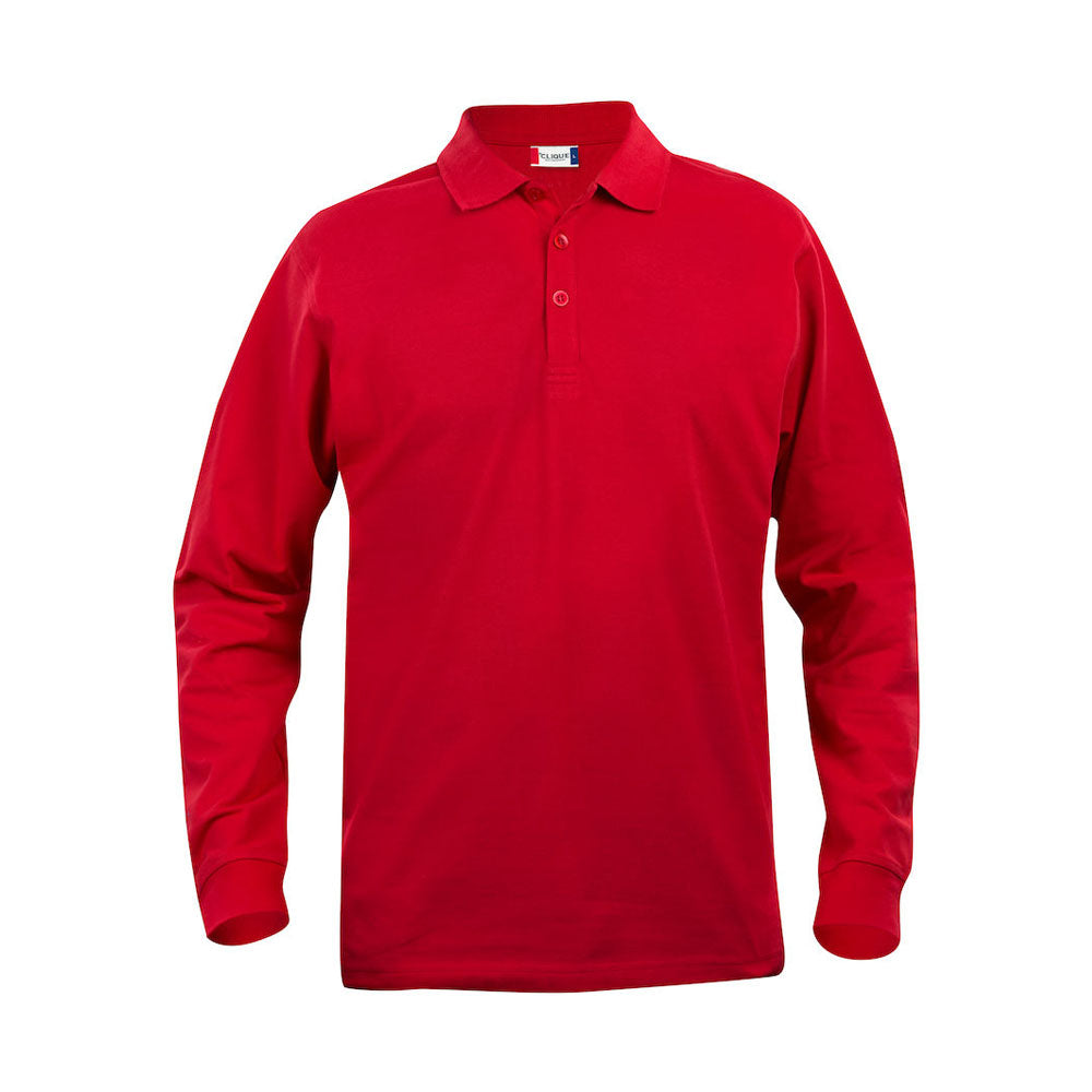 Red - Front - Clique Childrens-Kids Long-Sleeved Polo Shirt
