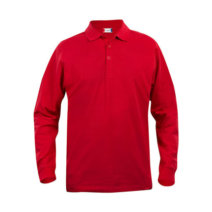 Red - Front - Clique Childrens-Kids Long-Sleeved Polo Shirt