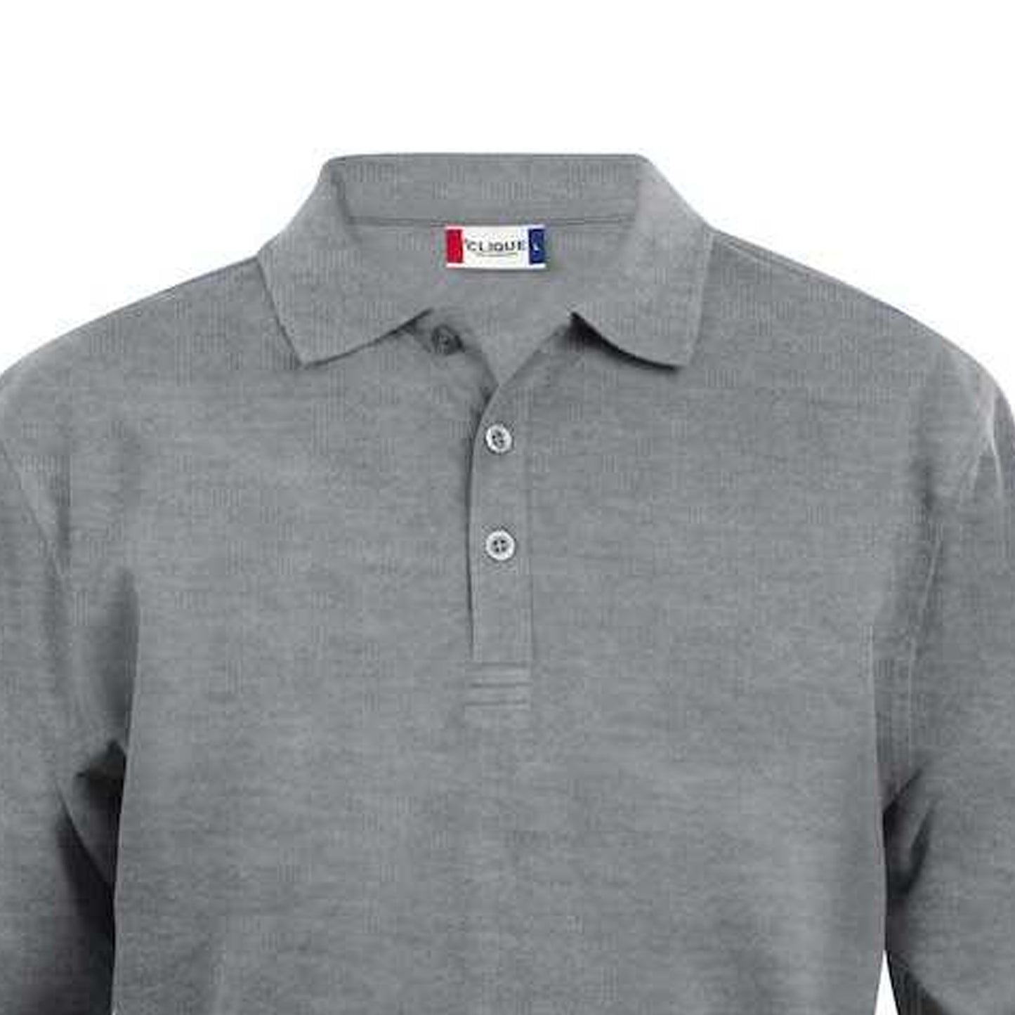 Grey - Pack Shot - Clique Mens Classic Lincoln Melange Long-Sleeved Polo Shirt