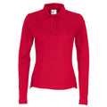 Red - Front - Cottover Womens-Ladies Pique Long-Sleeved Polo Shirt