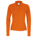 Orange - Front - Cottover Womens-Ladies Pique Long-Sleeved Polo Shirt