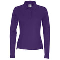 Purple - Front - Cottover Womens-Ladies Pique Long-Sleeved Polo Shirt