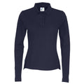 Navy - Front - Cottover Womens-Ladies Pique Long-Sleeved Polo Shirt
