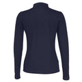 Navy - Back - Cottover Womens-Ladies Pique Long-Sleeved Polo Shirt