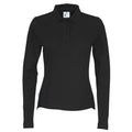 Black - Front - Cottover Womens-Ladies Pique Long-Sleeved Polo Shirt