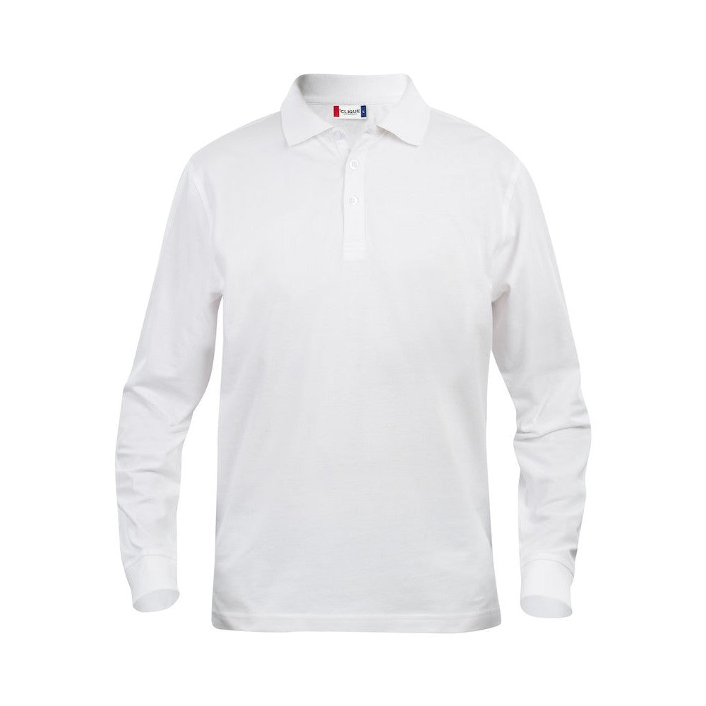 White - Front - Clique Mens Classic Lincoln Long-Sleeved Polo Shirt