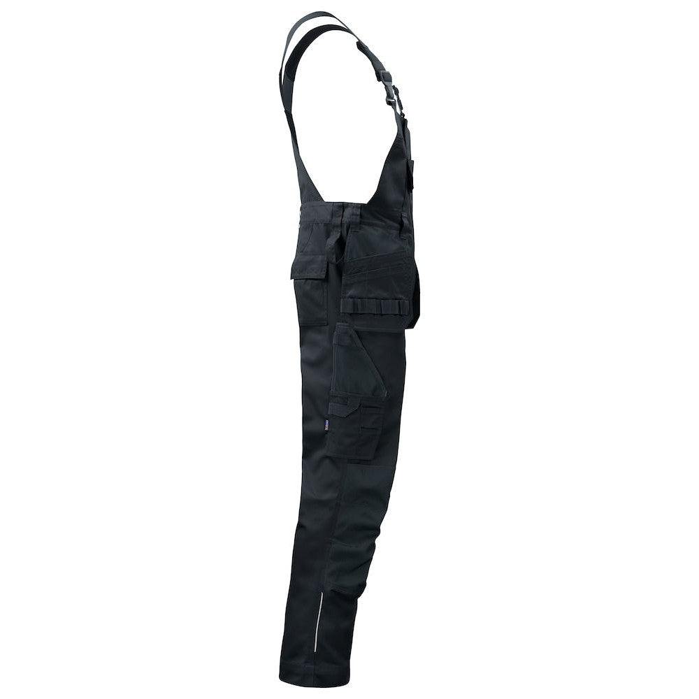 Black - Side - Projob Mens Bib And Brace Trouser