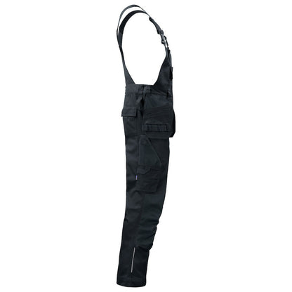 Black - Side - Projob Mens Bib And Brace Trouser