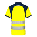 Yellow-Navy - Back - Projob Mens Hi-Vis Pique Polo Shirt