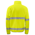 Yellow-Black - Back - Projob Mens Fleece Hi-Vis Fleece Jacket