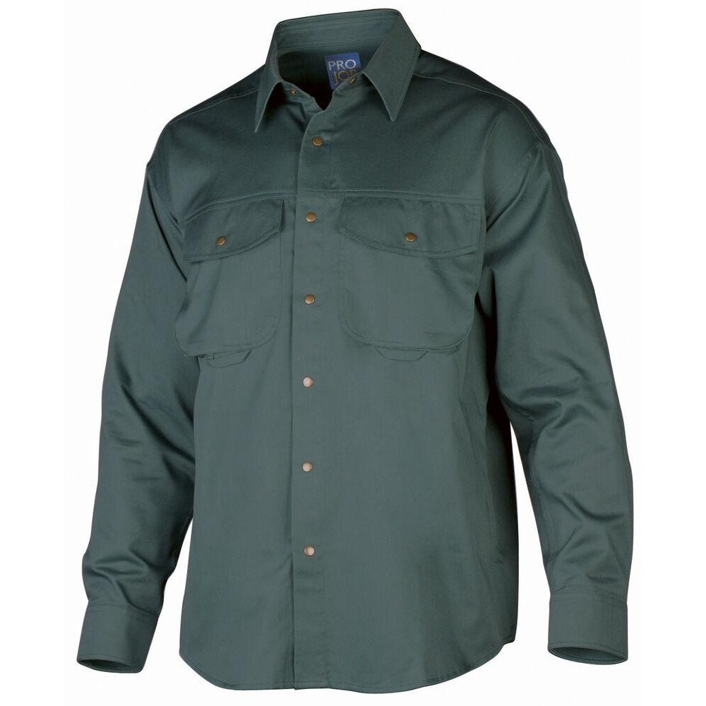 Forest Green - Front - Projob Mens Long-Sleeved Shirt