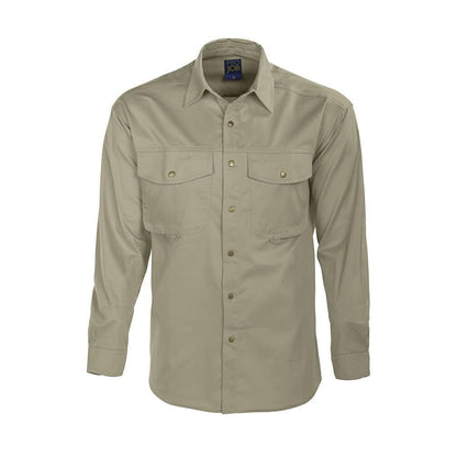 Khaki - Front - Projob Mens Long-Sleeved Shirt