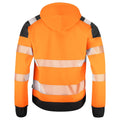 Orange-Black - Back - Projob Mens Hi-Vis Long Cuff Hooded Jacket
