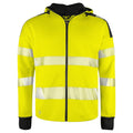 Yellow-Black - Front - Projob Mens Hi-Vis Long Cuff Hooded Jacket