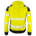 Yellow-Black - Back - Projob Mens Hi-Vis Long Cuff Hooded Jacket