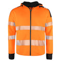 Orange-Black - Front - Projob Mens Hi-Vis Long Cuff Hooded Jacket