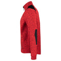 Red - Side - Projob Mens Heathered Fleece Jacket