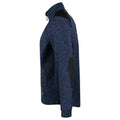 Navy - Side - Projob Mens Heathered Fleece Jacket