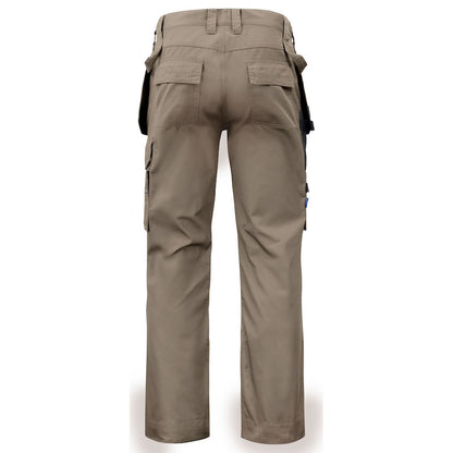 Khaki Brown - Back - Projob Mens Cargo Trousers