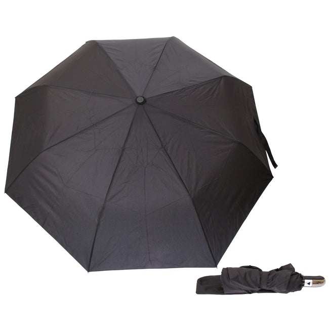 Black - Back - Mens Automatic Opening Walking Umbrella