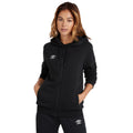 Black-White - Side - Umbro Womens-Ladies Club Leisure Full Zip Hoodie