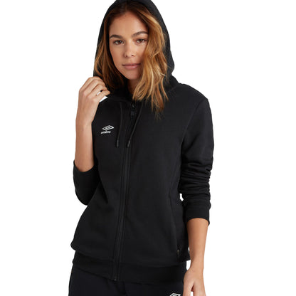 Black-White - Pack Shot - Umbro Womens-Ladies Club Leisure Full Zip Hoodie
