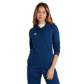 Navy-White - Side - Umbro Womens-Ladies Club Leisure Full Zip Hoodie