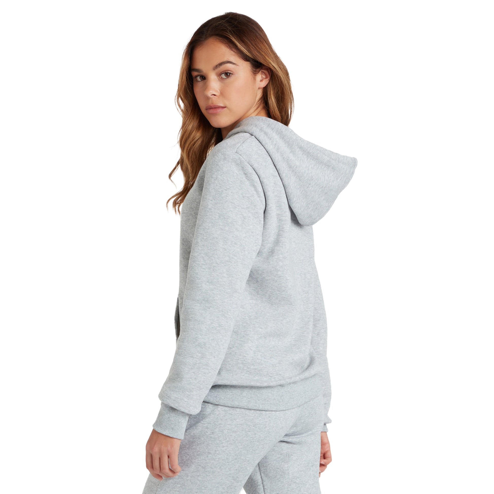 Grey Marl-White - Lifestyle - Umbro Womens-Ladies Club Leisure Hoodie