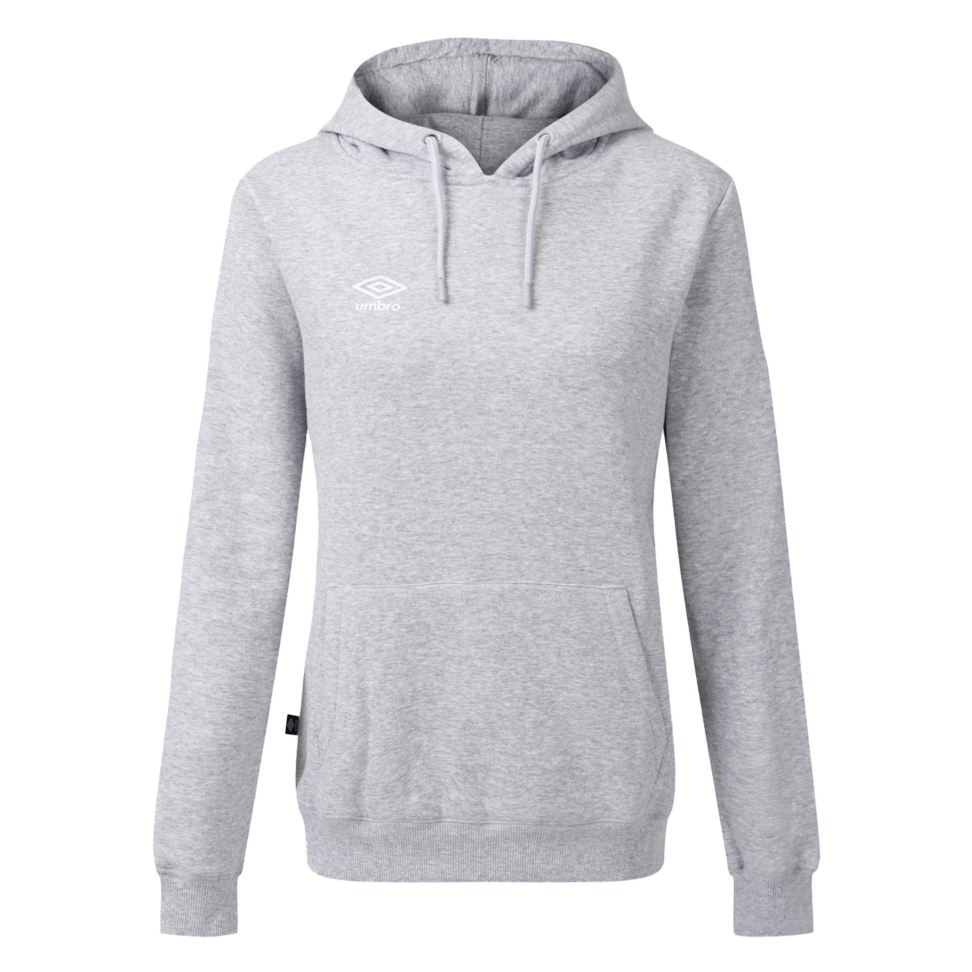 Dark Grey Marl-White - Front - Umbro Womens-Ladies Club Leisure Hoodie