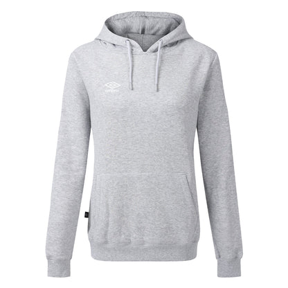 Dark Grey Marl-White - Front - Umbro Womens-Ladies Club Leisure Hoodie