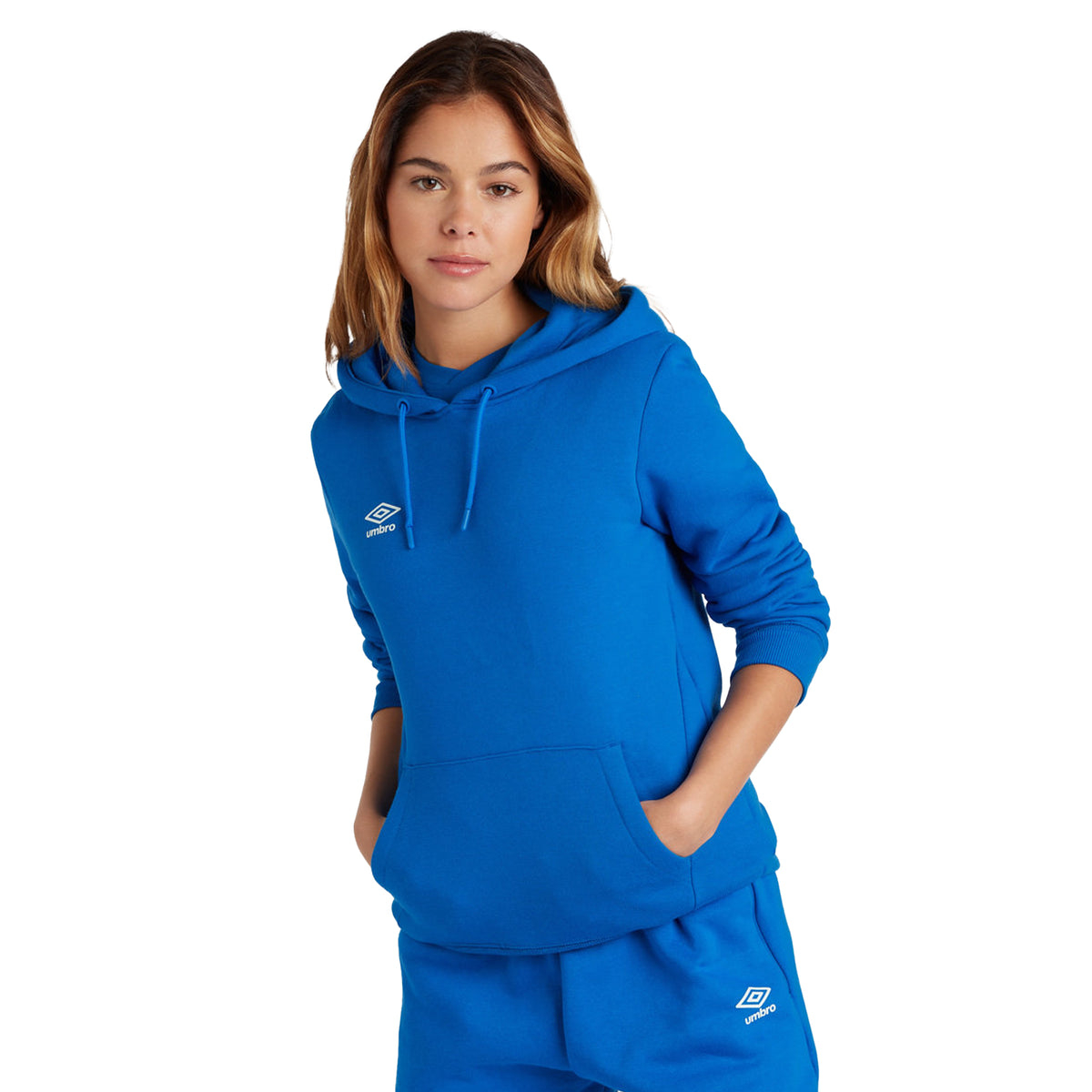 Royal Blue-White - Side - Umbro Womens-Ladies Club Leisure Hoodie