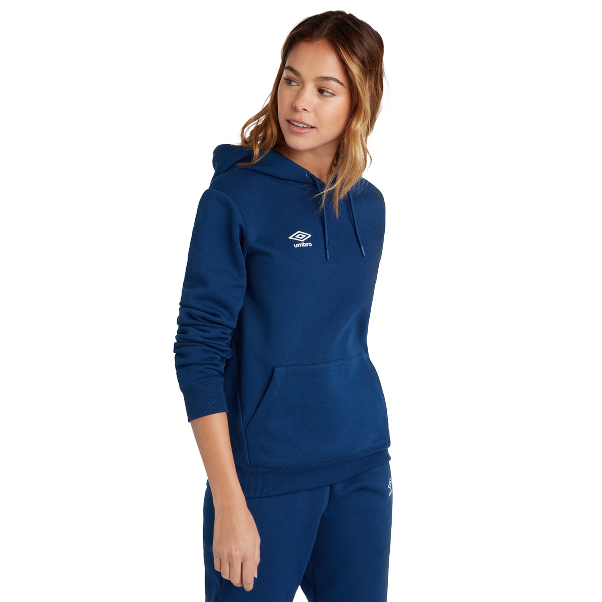Navy-White - Side - Umbro Womens-Ladies Club Leisure Hoodie