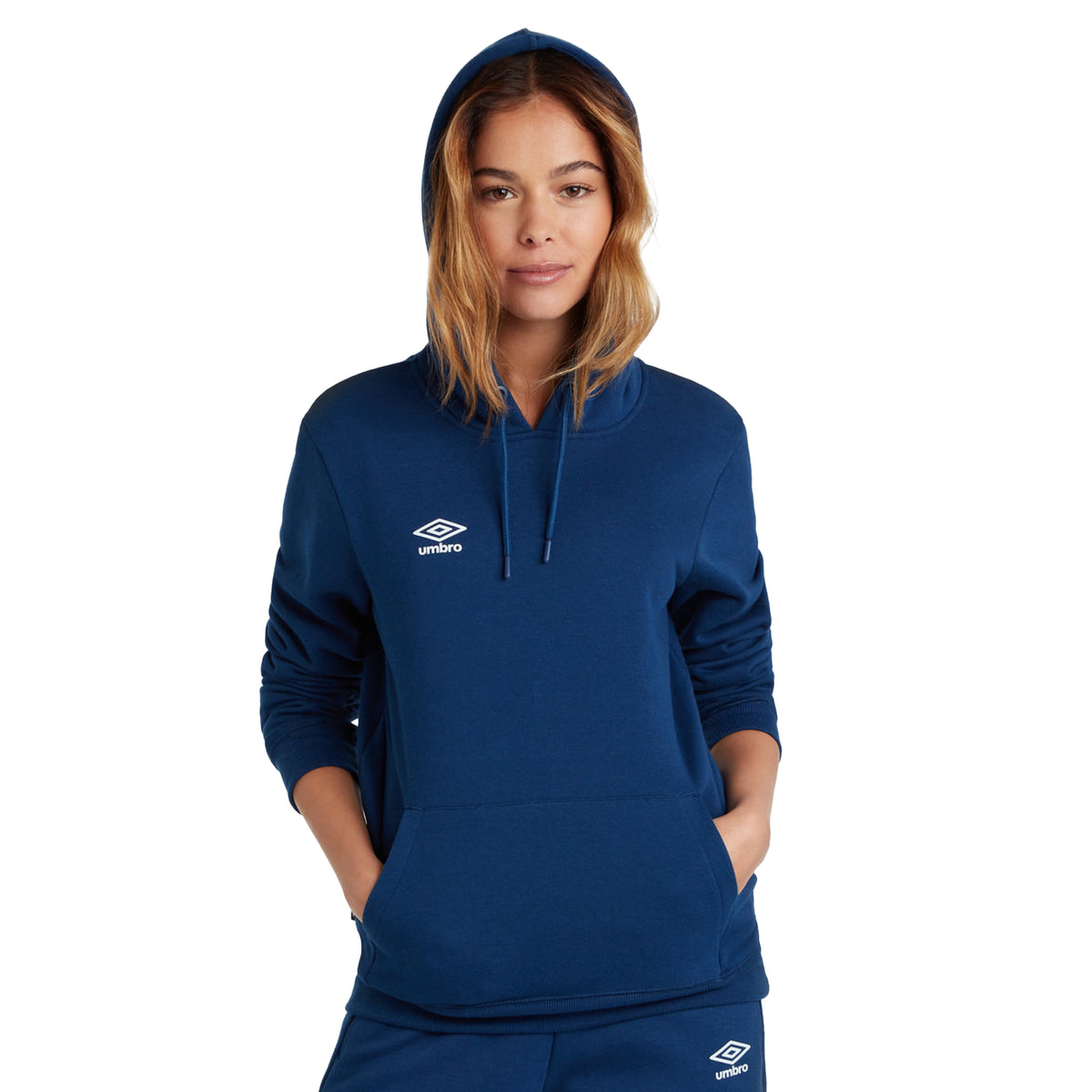 Navy-White - Pack Shot - Umbro Womens-Ladies Club Leisure Hoodie