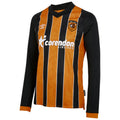 Orange-Black - Front - Hull City AFC Mens 22-23 Umbro Long-Sleeved Home Jersey