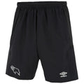 Black - Front - Derby County FC Mens 22-23 Woven Umbro Long Shorts