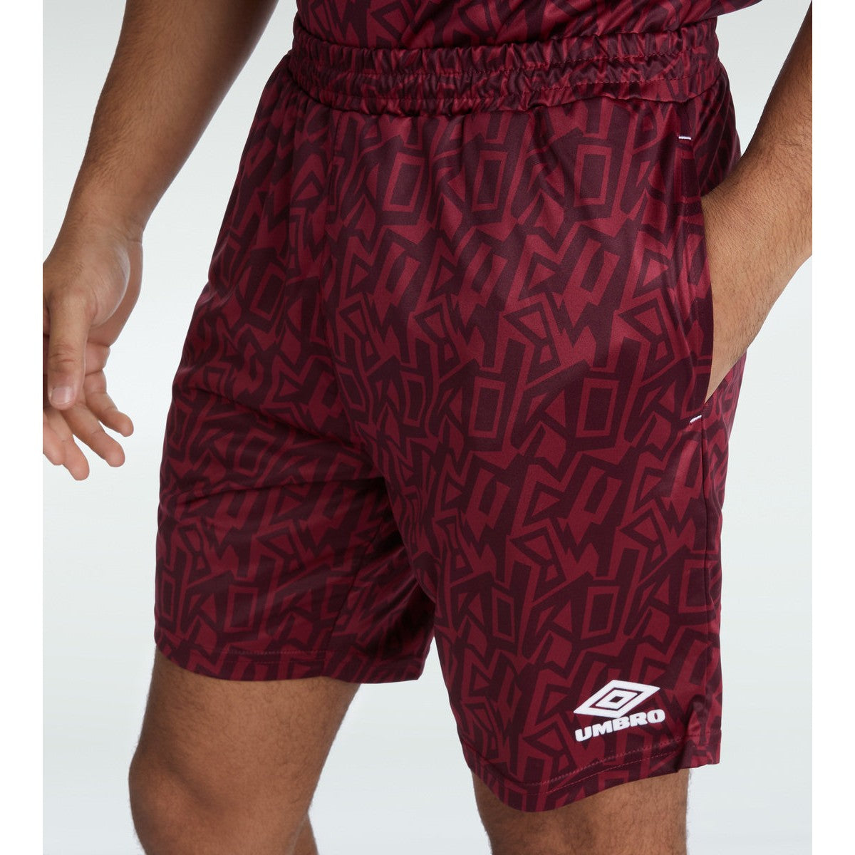 New Claret-White - Side - Umbro Mens Graffiti Shorts