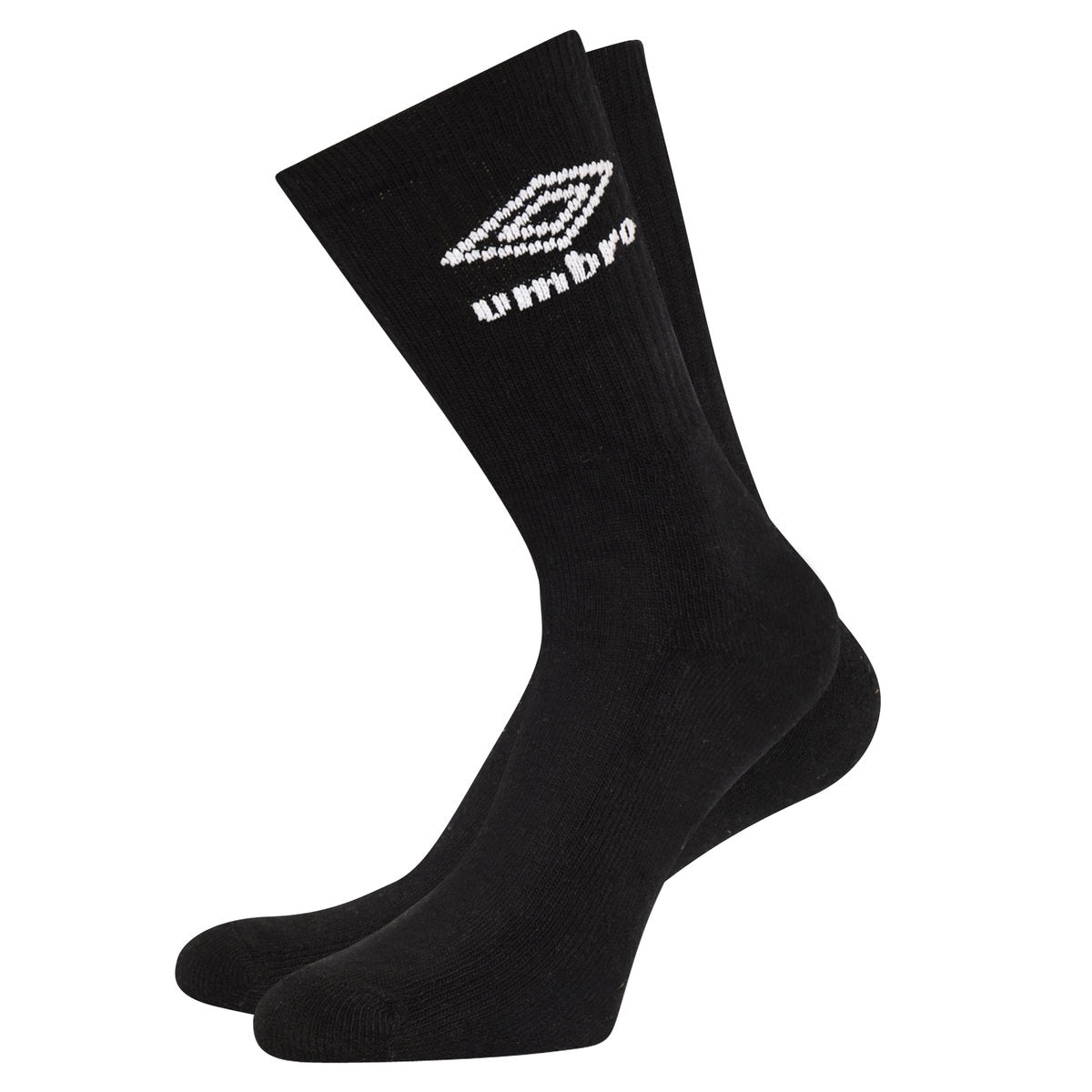 Black-White - Front - Umbro Mens Logo Sports Socks (Pack of 3)