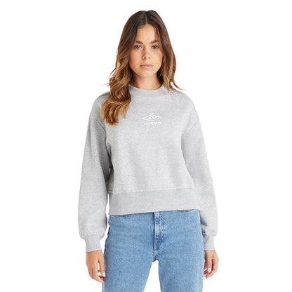 Grey Marl-White - Side - Umbro Womens-Ladies Core Boxy Sweatshirt